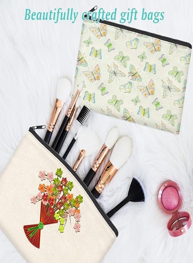 Dhamee Cotton Canvas Bags for Crafts White Blank DIY Makeup Bags Pencil Case Canvas Pouch for Travel, Party Gift,Travel Toiletry with Black Zipper Makeup Bag Cosmetic Bag Multipurpose (6) - Image 5